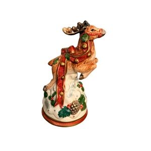 Fitz and Floyd 1993 Reindeer Christmas Bell Hand Painted Ceramic Holiday Decor